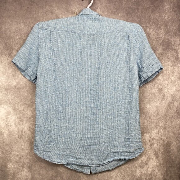 FAHERTY Palma 100% Linen Shirt Mens XL Blue Short Sleeve Casual Preppy Outdoors - Picture 2 of 10